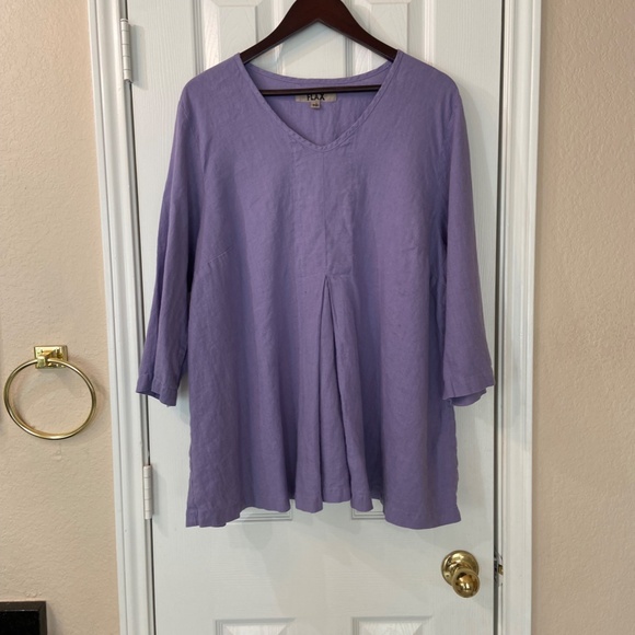 FLAX Size 1G Lavender Tunic Long Sleeves 100% Linen - Picture 3 of 15